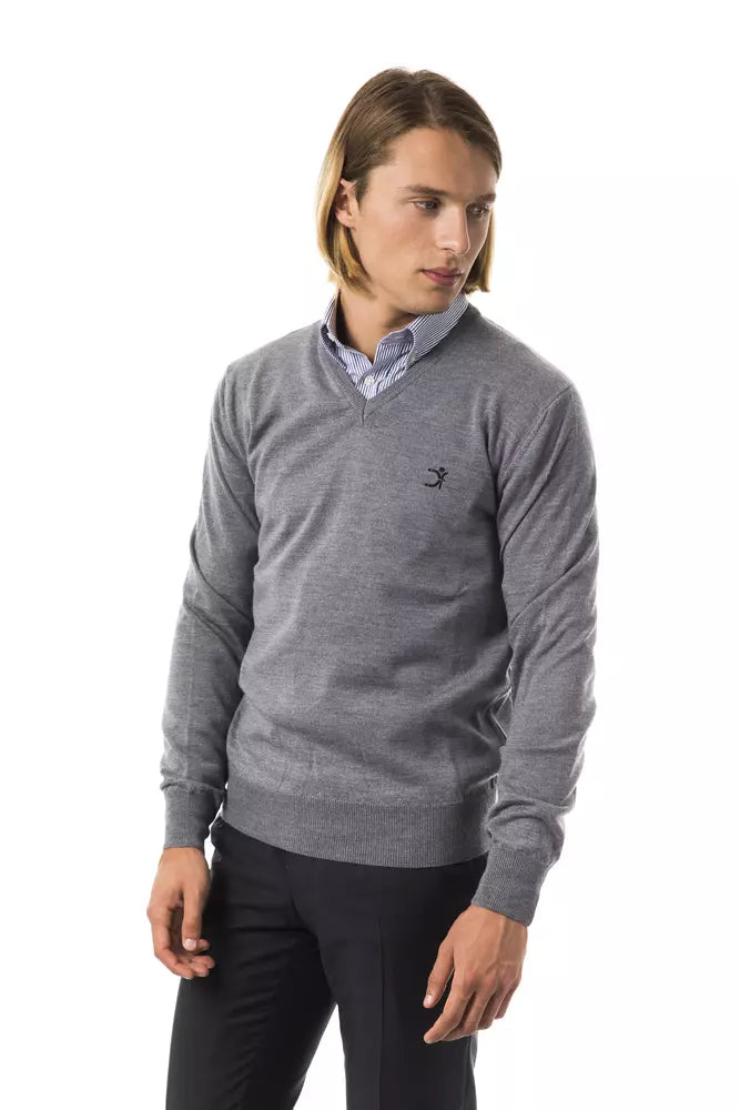 Raffinierter Pullover aus Merinowolle mit V-Ausschnitt von Uominitaliani