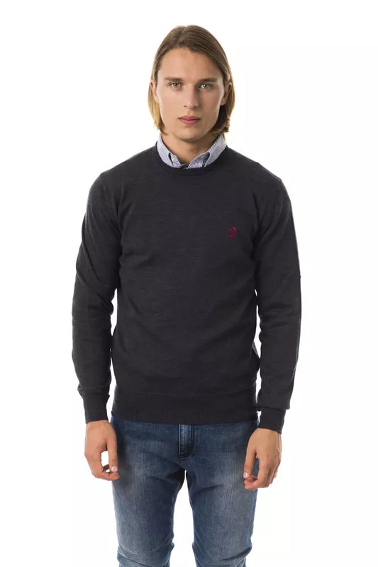 Uominitaliani bestickter Pullover aus Merinowolle mit Rundhalsausschnitt