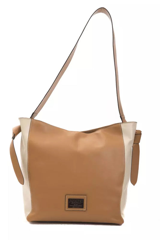 Pompei Donatella Elegant Leather Shoulder Bag na may Detalye ng Logo