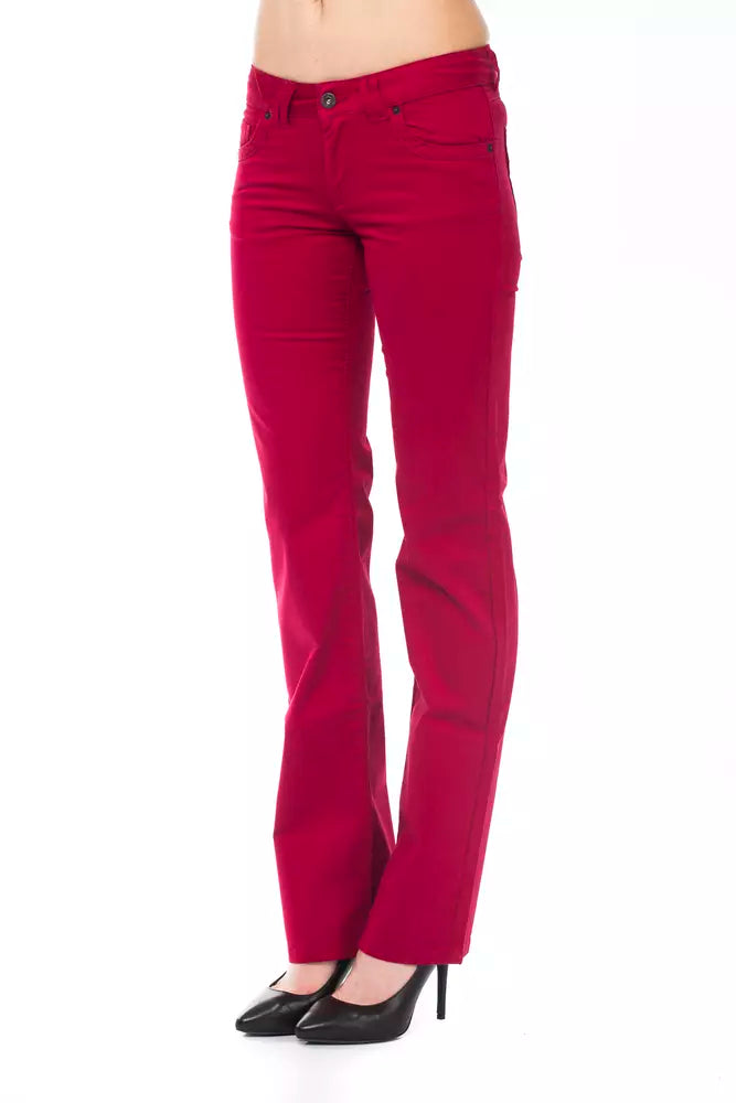 Ungaro Fever Schicke Hose aus roter Baumwollmischung mit verziertem Logo