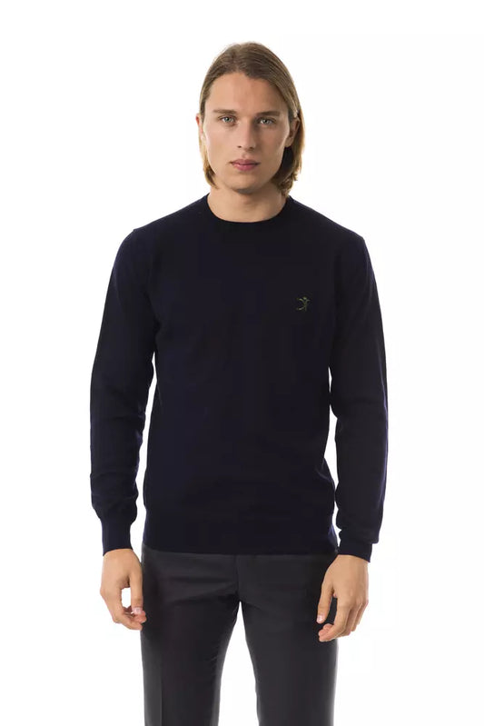 Uominitaliani bestickter Wollpullover mit Rundhalsausschnitt