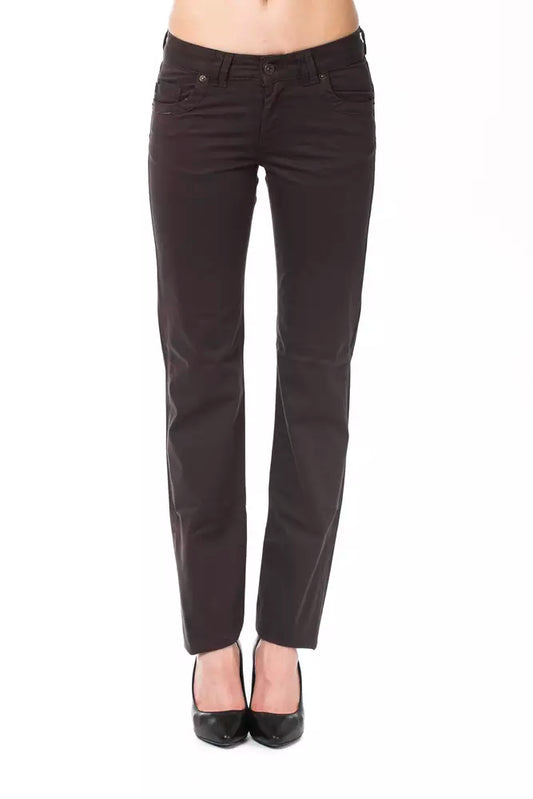 Ungaro Fever Chic Brown Regular Fit Designer Pants na may Detalye ng Logo