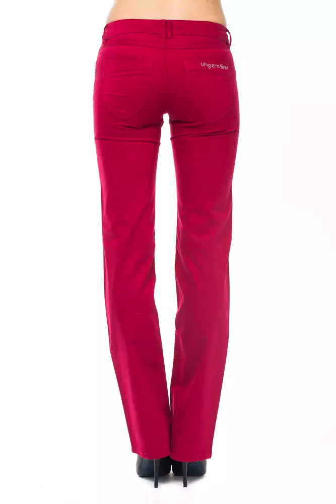 Ungaro Fever Schicke Hose aus roter Baumwollmischung mit verziertem Logo