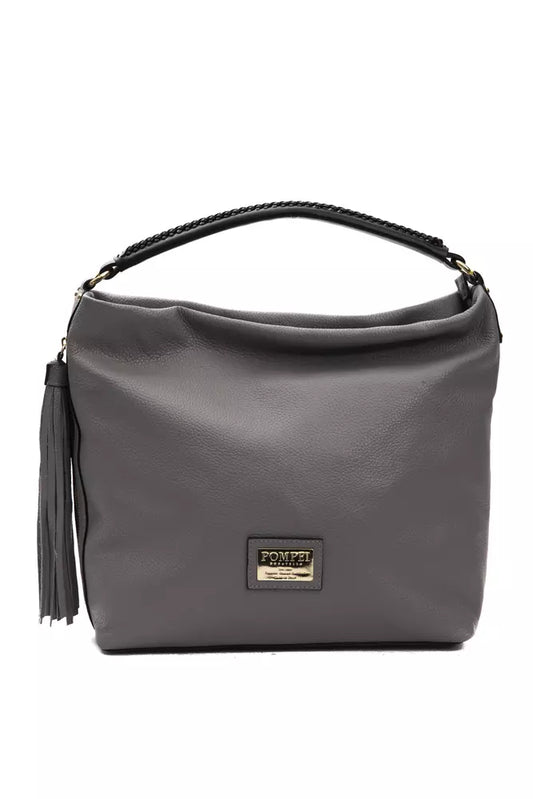 Pompei Donatella Elegant Grey Leather Shoulder Bag