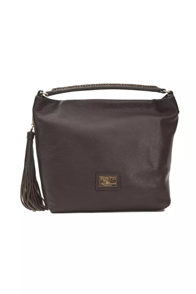 Pompei Donatella Elegant Leather Shoulder Bag sa Brown