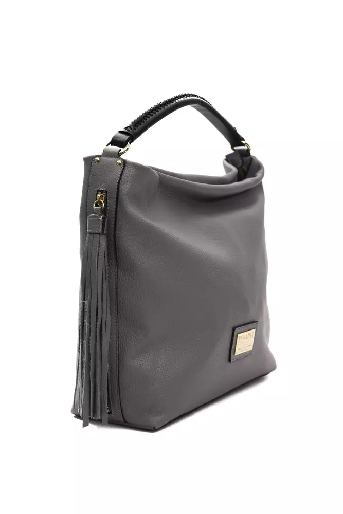 Pompei Donatella Elegant Grey Leather Shoulder Bag