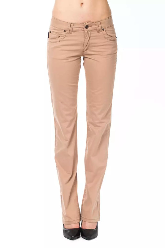 Ungaro Fever Chic Beige Regular Fit Pants na may Detalye ng Logo