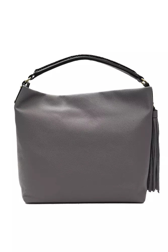 Pompei Donatella Elegant Grey Leather Shoulder Bag