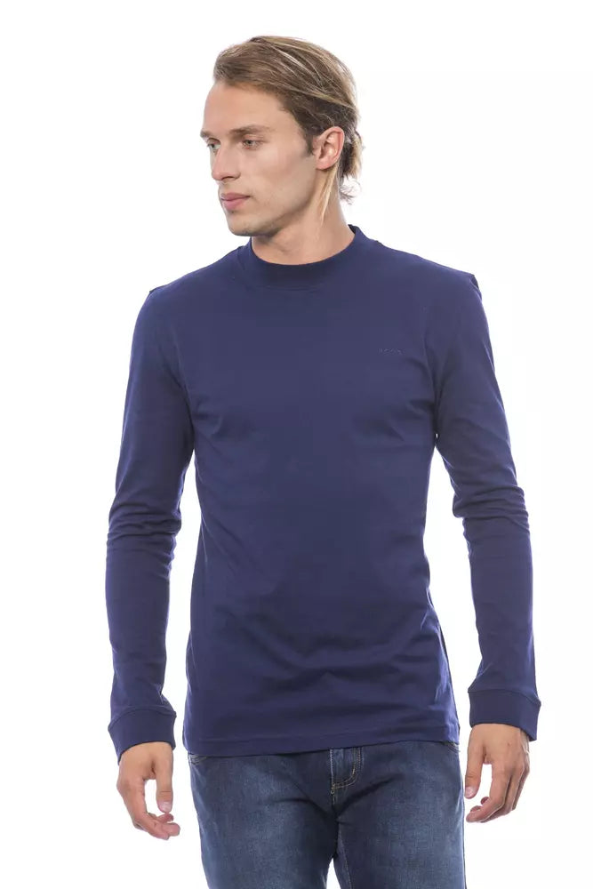 Verri Eleganter blauer Baumwollpullover mit Rundhalsausschnitt