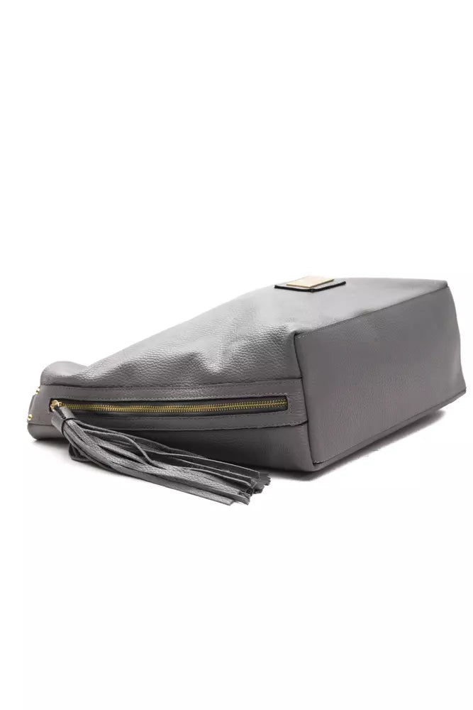 Pompei Donatella Elegant Grey Leather Shoulder Bag