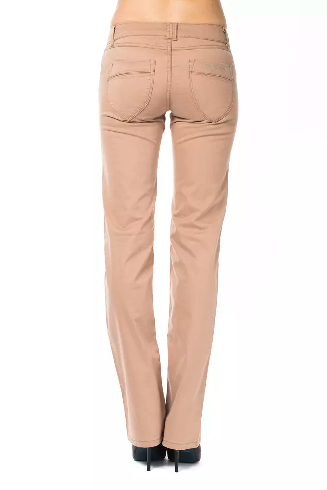 Ungaro Fever Schicke beige Hose mit normaler Passform und Logo-Detail