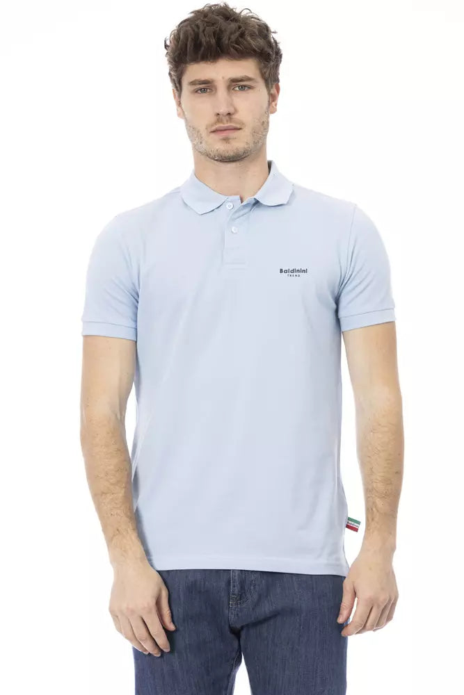 Baldinini Trend Elegantes hellblaues Baumwoll-Poloshirt