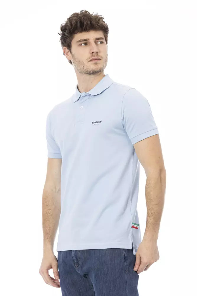 Baldinini Trend Elegantes hellblaues Baumwoll-Poloshirt