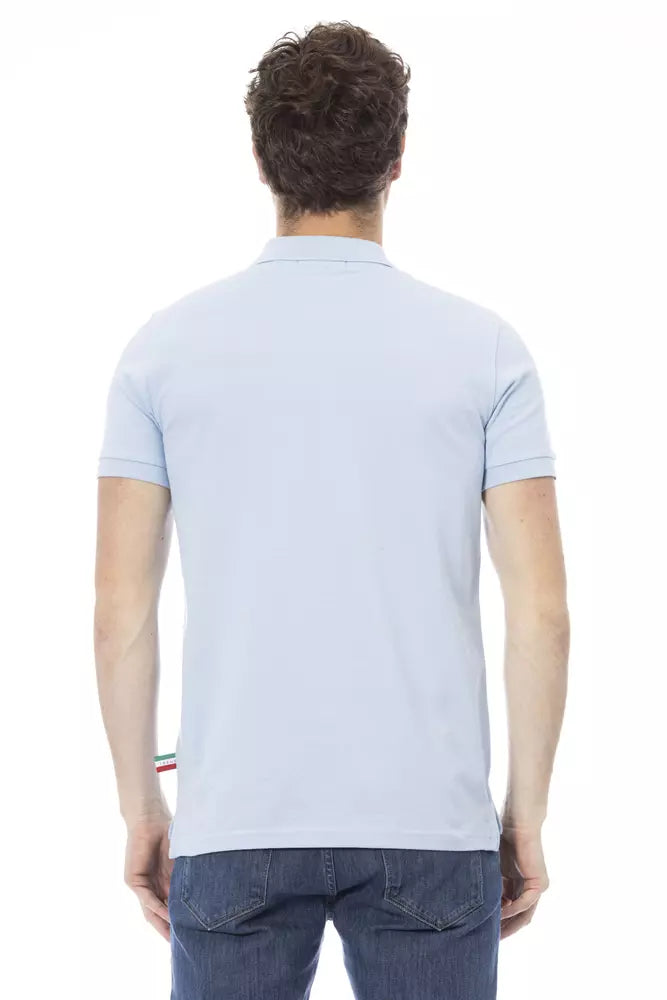 Baldinini Trend Elegantes hellblaues Baumwoll-Poloshirt