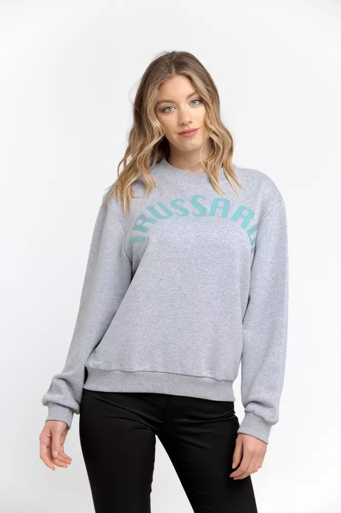 Trussardi Chic Oversized Round-Neck Sweatshirt sa Gray