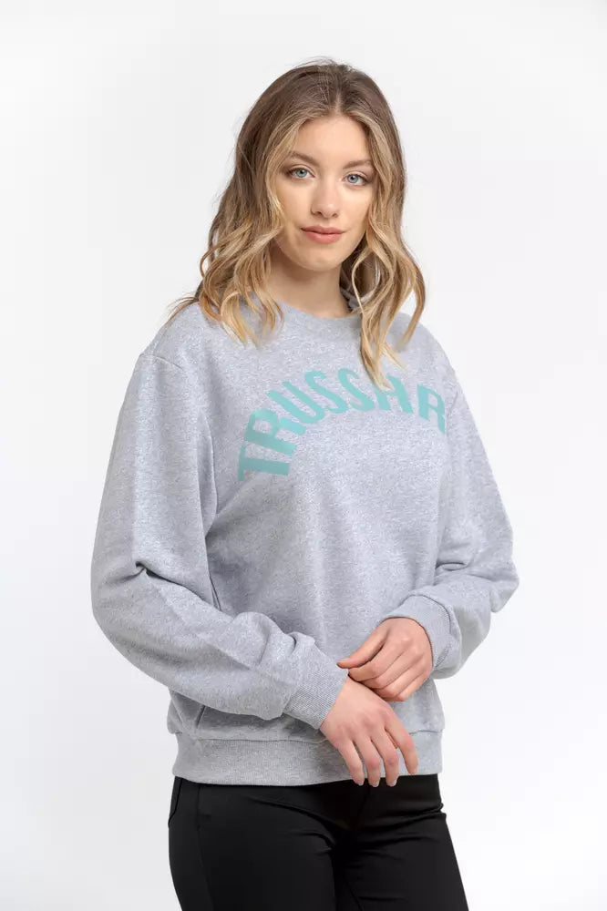 Trussardi Chic Oversized Round-Neck Sweatshirt sa Gray