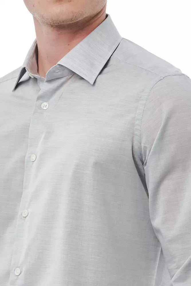 Bagutta Elegant Grey Italian Collar Cotton Shirt