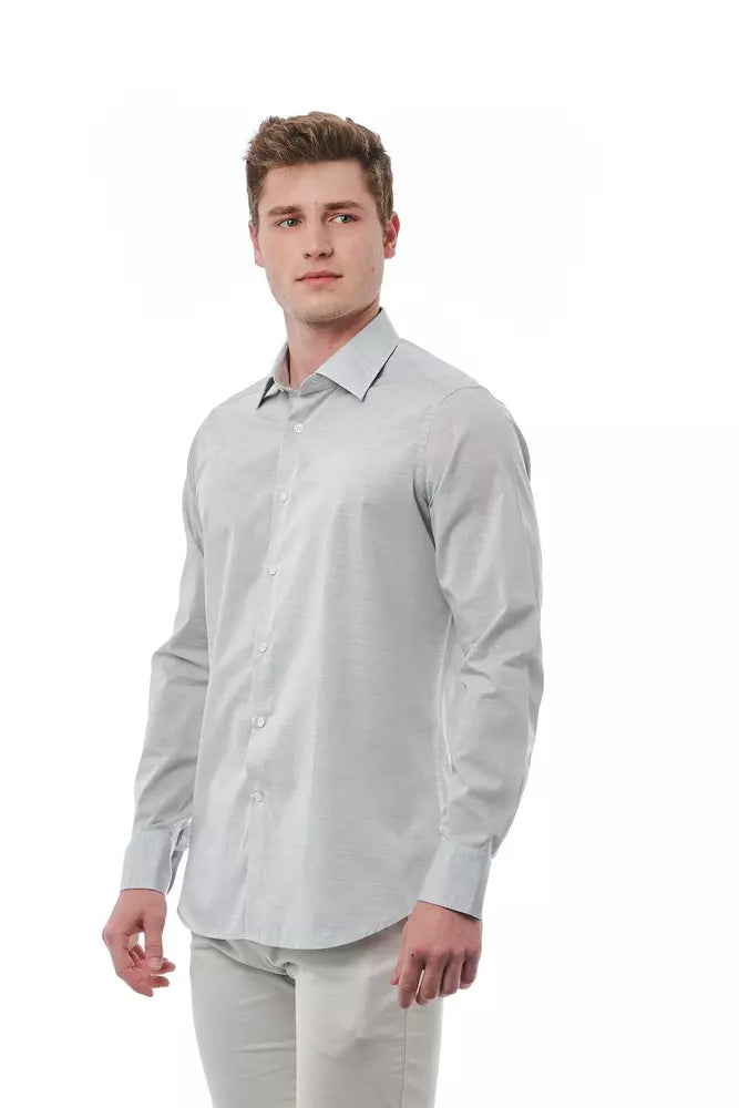 Bagutta Elegant Grey Italian Collar Cotton Shirt