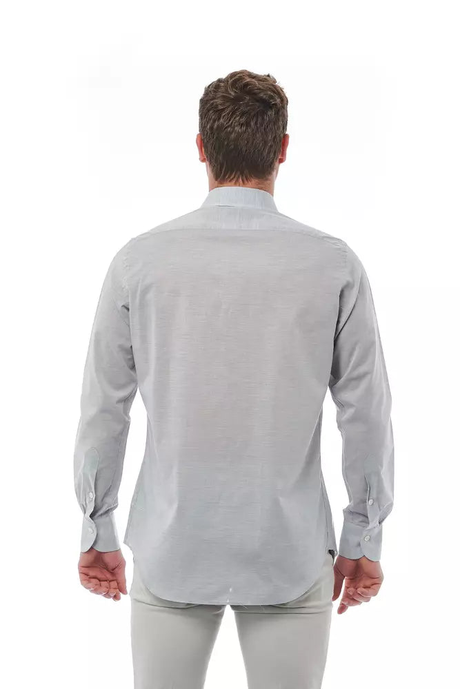 Bagutta Elegant Grey Italian Collar Cotton Shirt