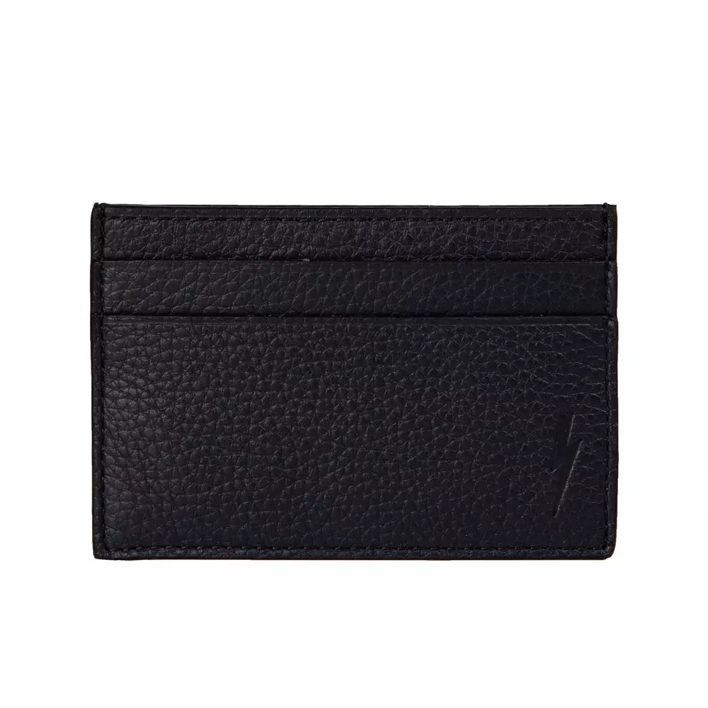 Neil Barrett Sleek Black Leather Card Wallet para sa Mga Lalaki