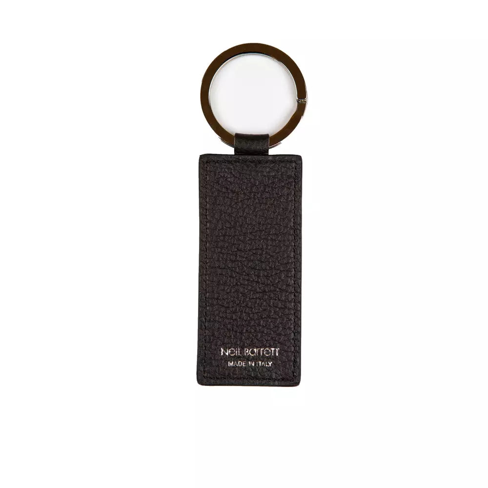 Neil Barrett Sleek Black Leather Keychain para sa Mga Lalaki