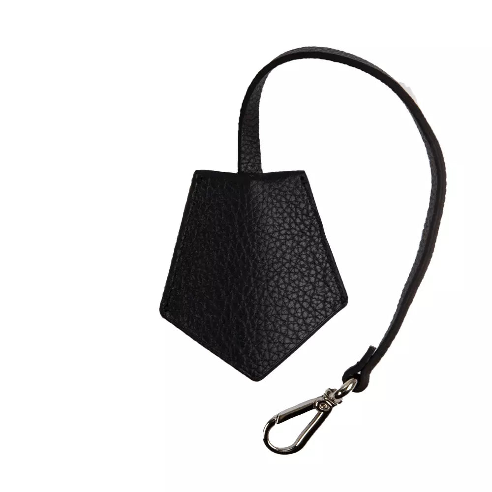 Neil Barrett Sleek Black Leather Keychain para sa Mga Lalaki