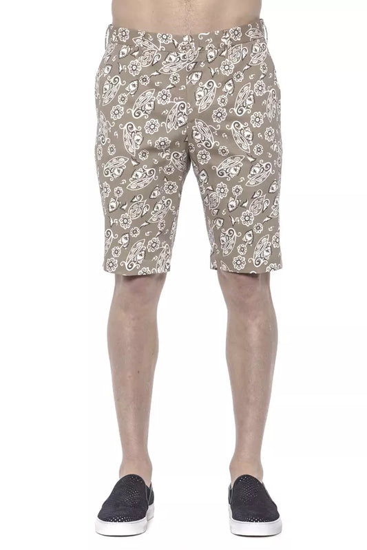 PT Torino Chic Beige gemusterte Bermudashorts