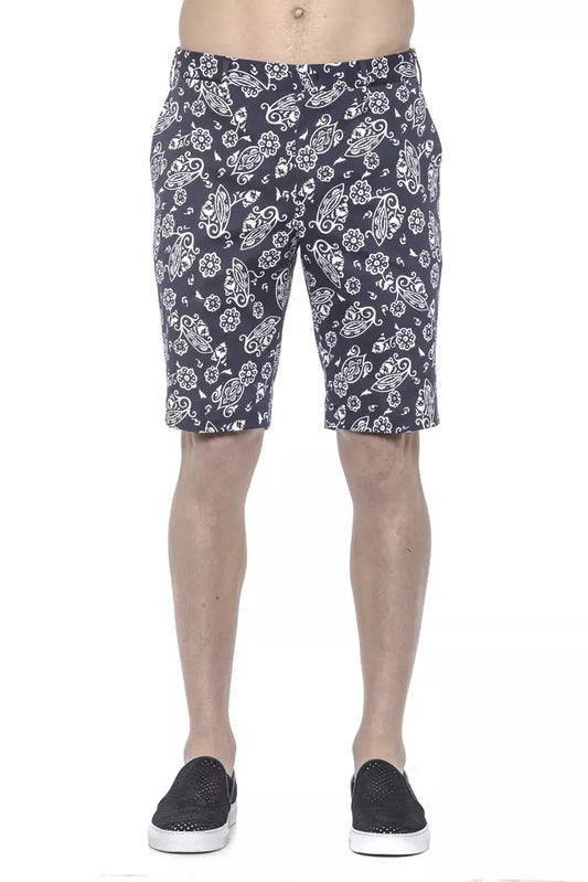 PT Torino Elegante blau gemusterte Bermudashorts