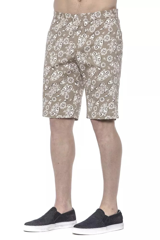 PT Torino Chic Beige gemusterte Bermudashorts