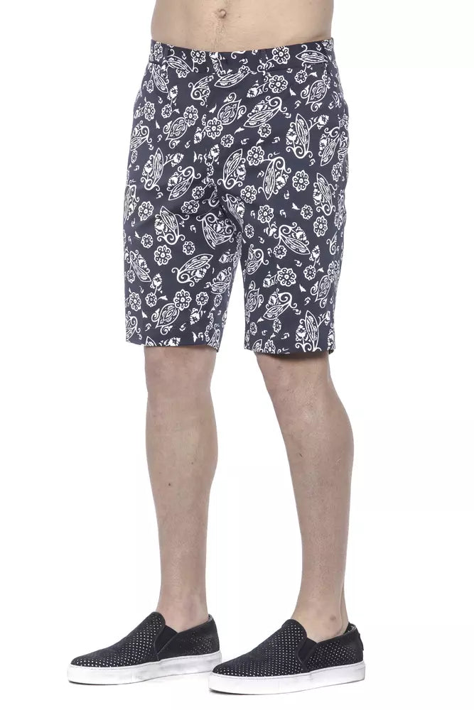 PT Torino Elegante blau gemusterte Bermudashorts