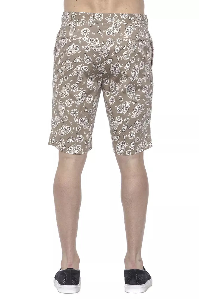 PT Torino Chic Beige gemusterte Bermudashorts