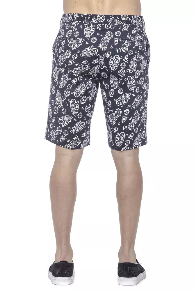 PT Torino Elegante blau gemusterte Bermudashorts