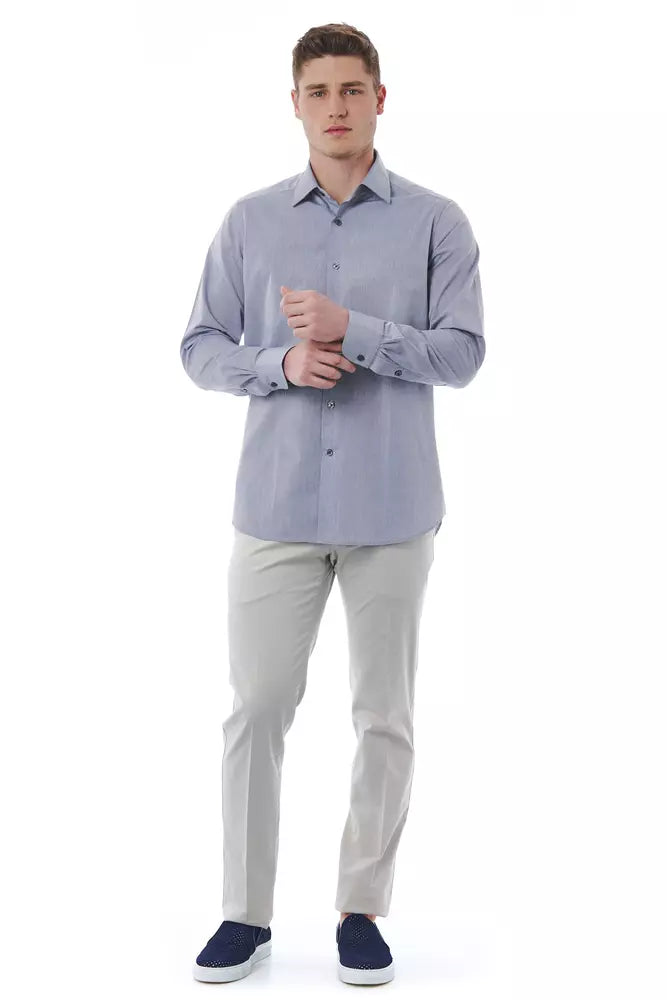 Bagutta Elegant Grey Italian Collar Regular Fit Shirt