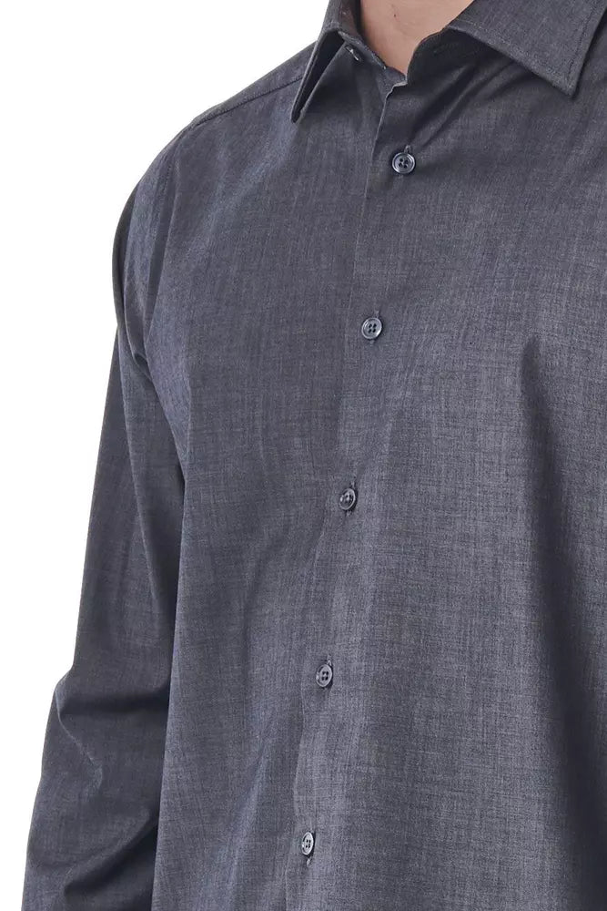 Bagutta Elegant Grey Italian Collar Cotton Shirt