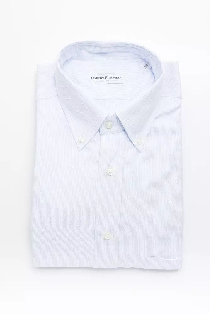 Robert Friedman Elegantes hellblaues Baumwoll-Button-Down-Hemd