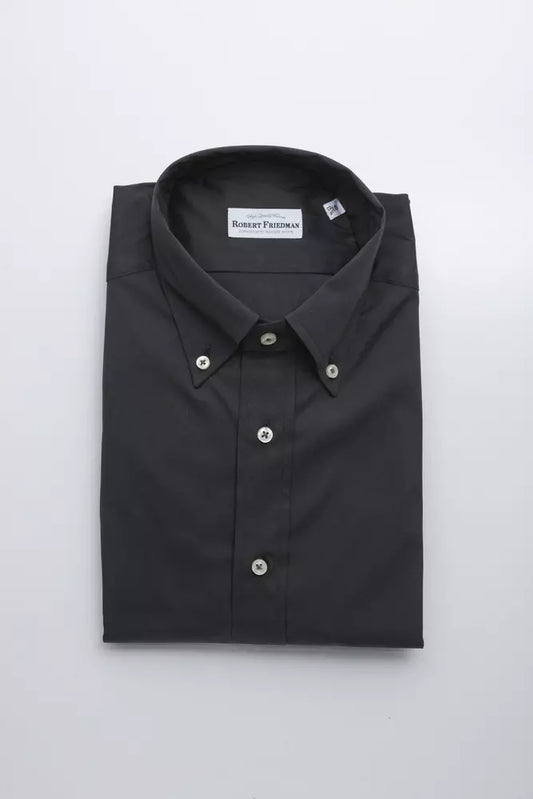 Robert Friedman Elegantes graues Button-Down-Hemd für Herren