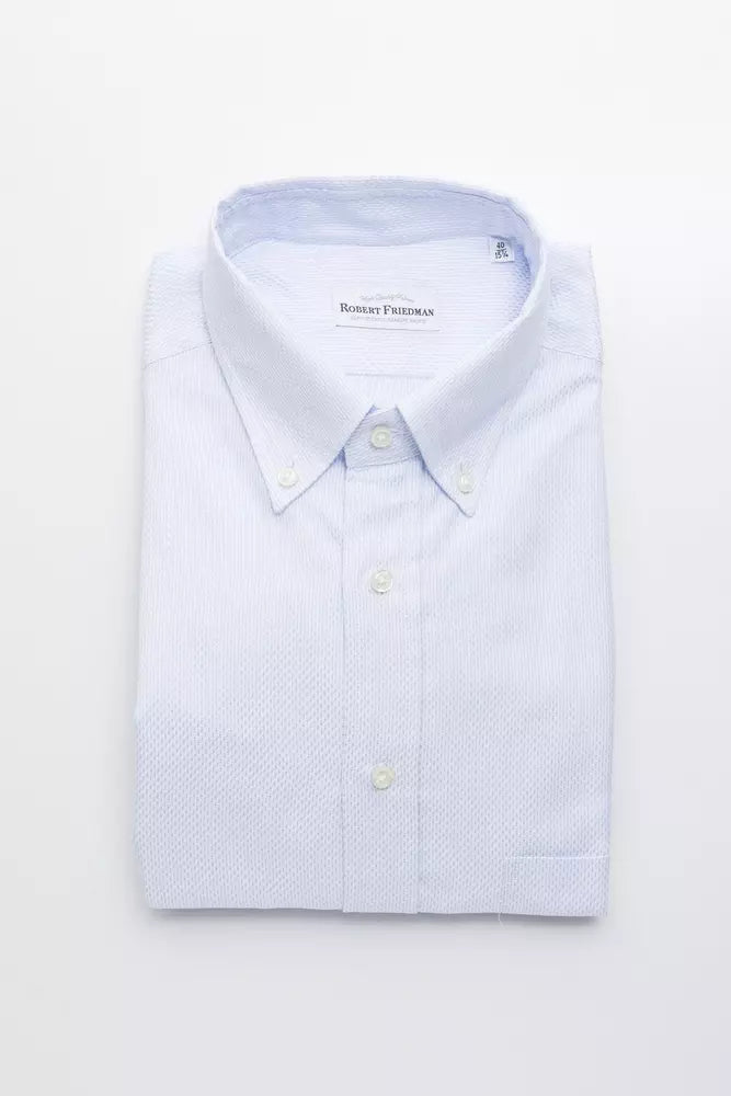 Robert Friedman Light Blue Cotton Men Shirt