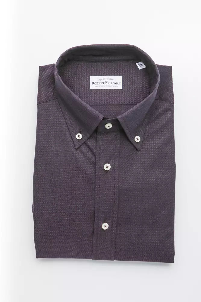 Robert Friedman Elegantes Button-Down-Hemd aus schwarzer Baumwollmischung