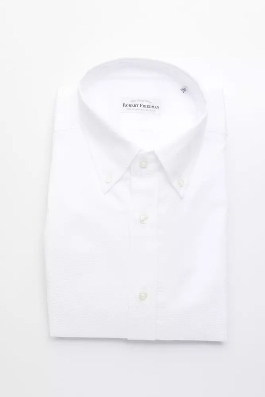 Robert Friedman Elegantes weißes Button-Down-Hemd aus Baumwolle