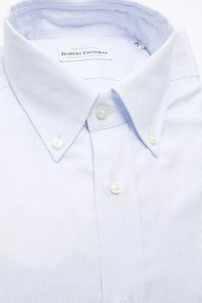 Robert Friedman Elegantes hellblaues Baumwoll-Button-Down-Hemd