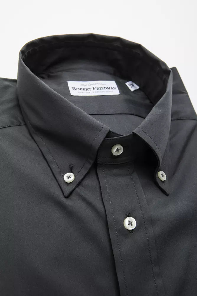 Robert Friedman Elegantes graues Button-Down-Hemd für Herren