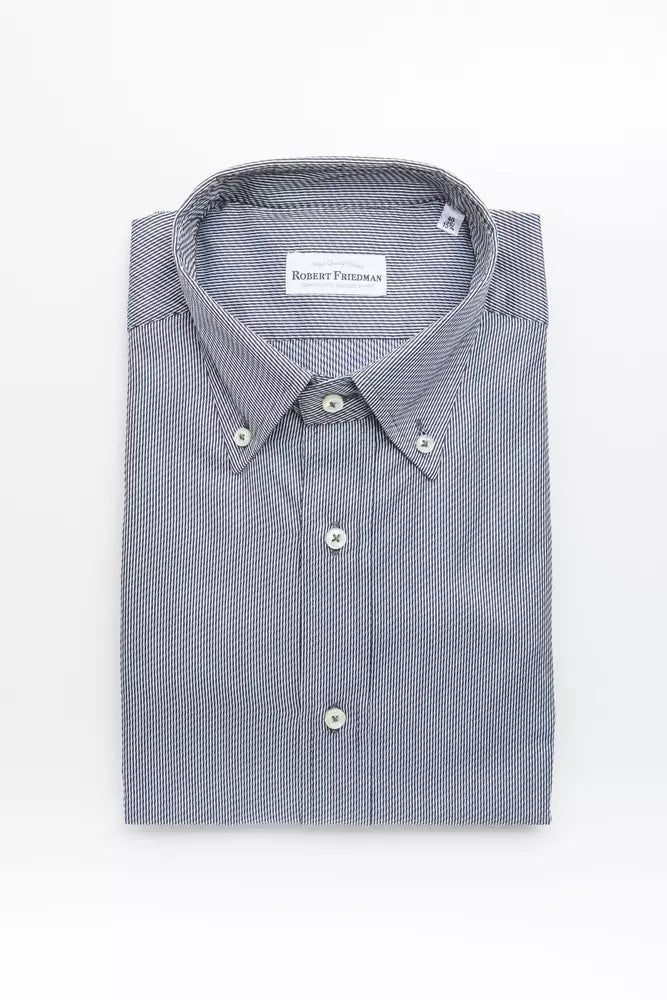 Klassisches blaues Button-Down-Hemd aus Baumwolle von Robert Friedman