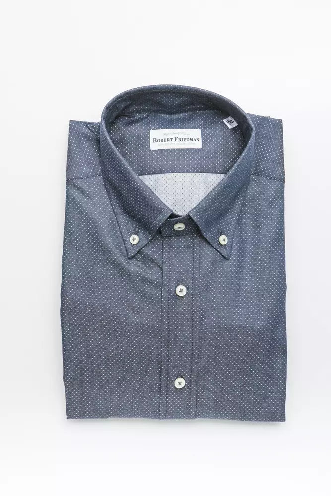 Klassisches blaues Button-Down-Hemd aus Baumwolle von Robert Friedman