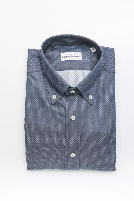 Klassisches blaues Button-Down-Hemd aus Baumwolle von Robert Friedman