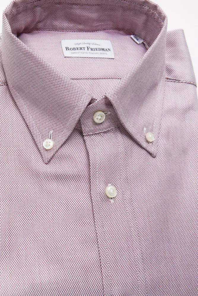 Robert Friedman Elegantes Button-Down-Hemd aus roter Baumwolle