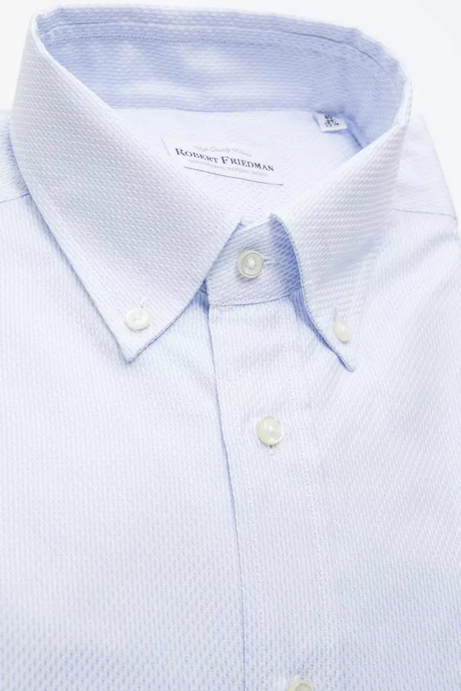 Robert Friedman Elegant Light Blue Cotton Shirt para sa Mga Lalaki