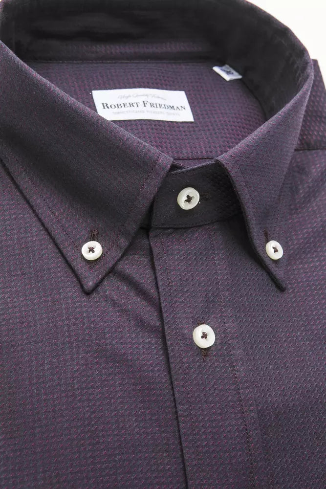 Robert Friedman Elegantes Button-Down-Hemd aus schwarzer Baumwollmischung