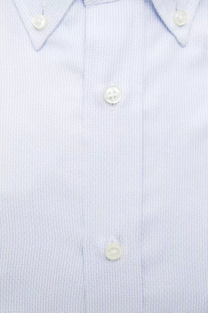 Robert Friedman Elegantes hellblaues Baumwoll-Button-Down-Hemd