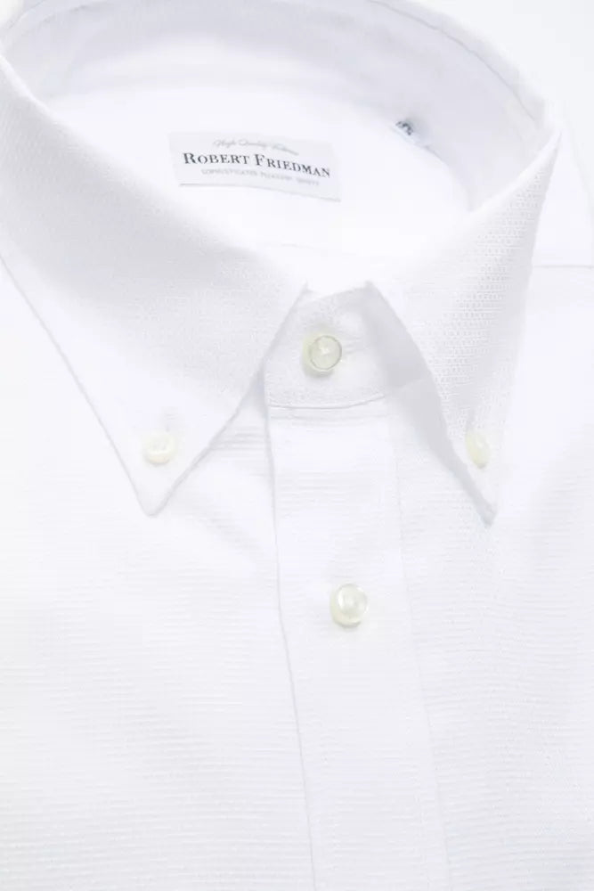 Robert Friedman Elegantes weißes Button-Down-Hemd aus Baumwolle