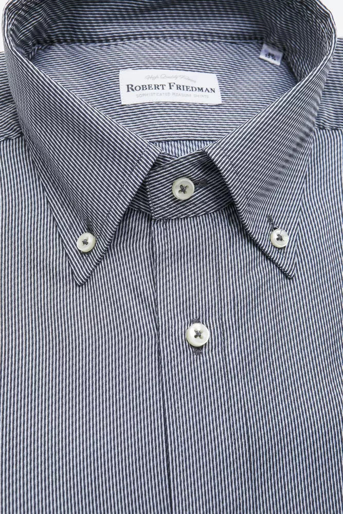 Klassisches blaues Button-Down-Hemd aus Baumwolle von Robert Friedman